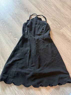 Lush Black Strapless Scallop-Hem Dress